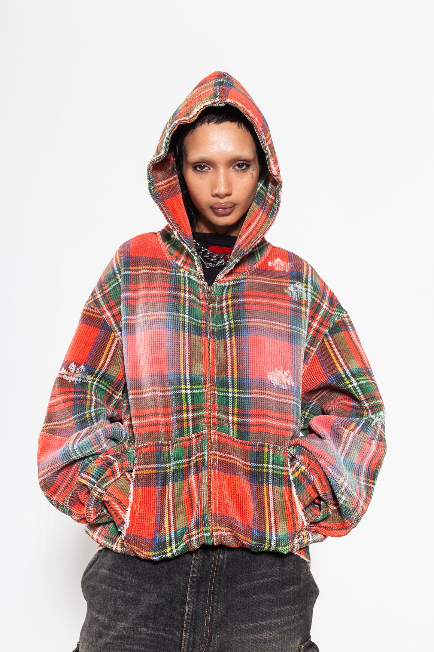 Plaid printed hoodie