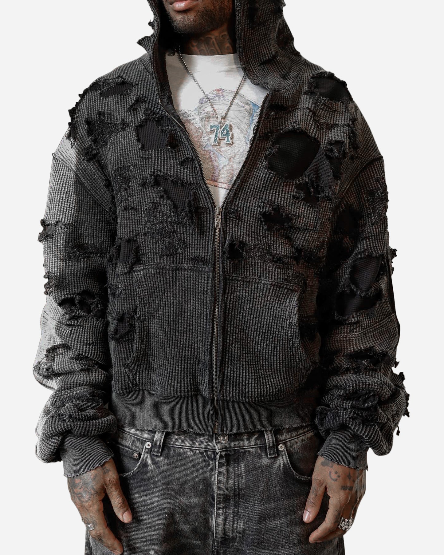 Thrashed Darted Zip-up