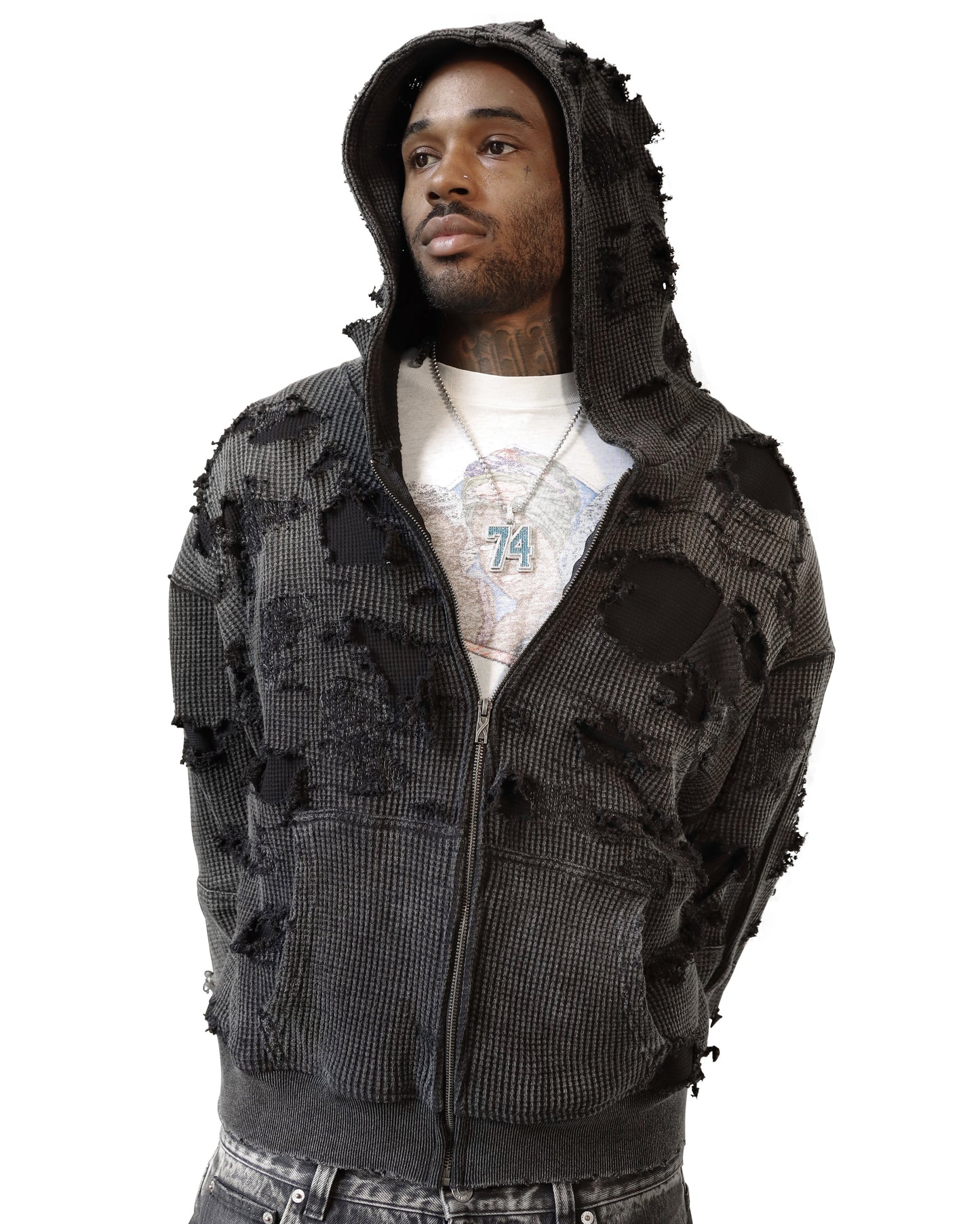 Thrashed Darted Zip-up