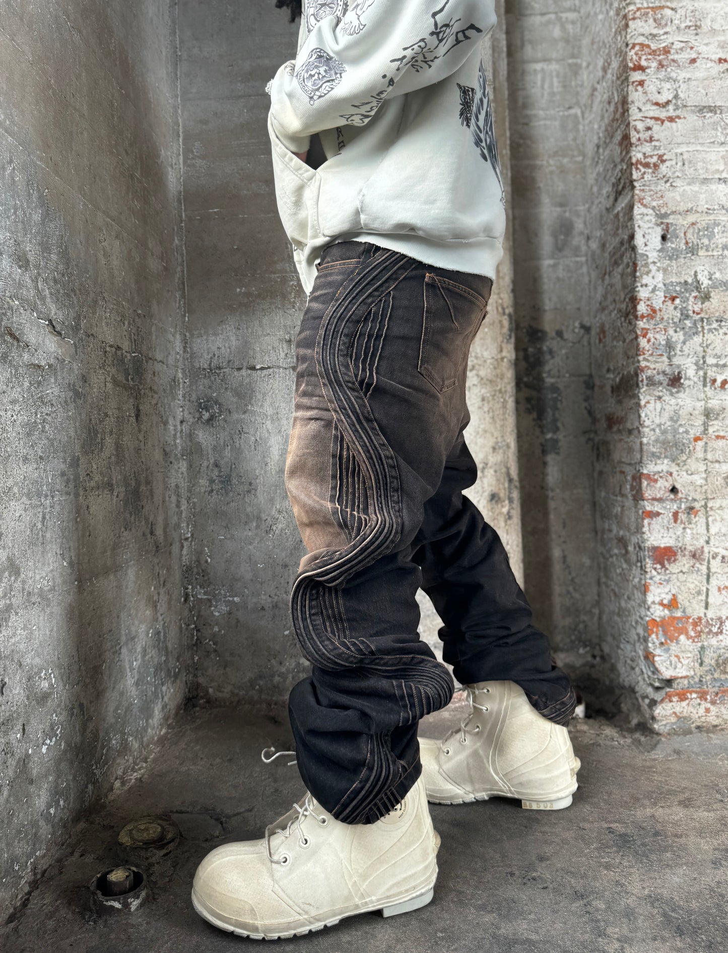 Waved Dirty Denim