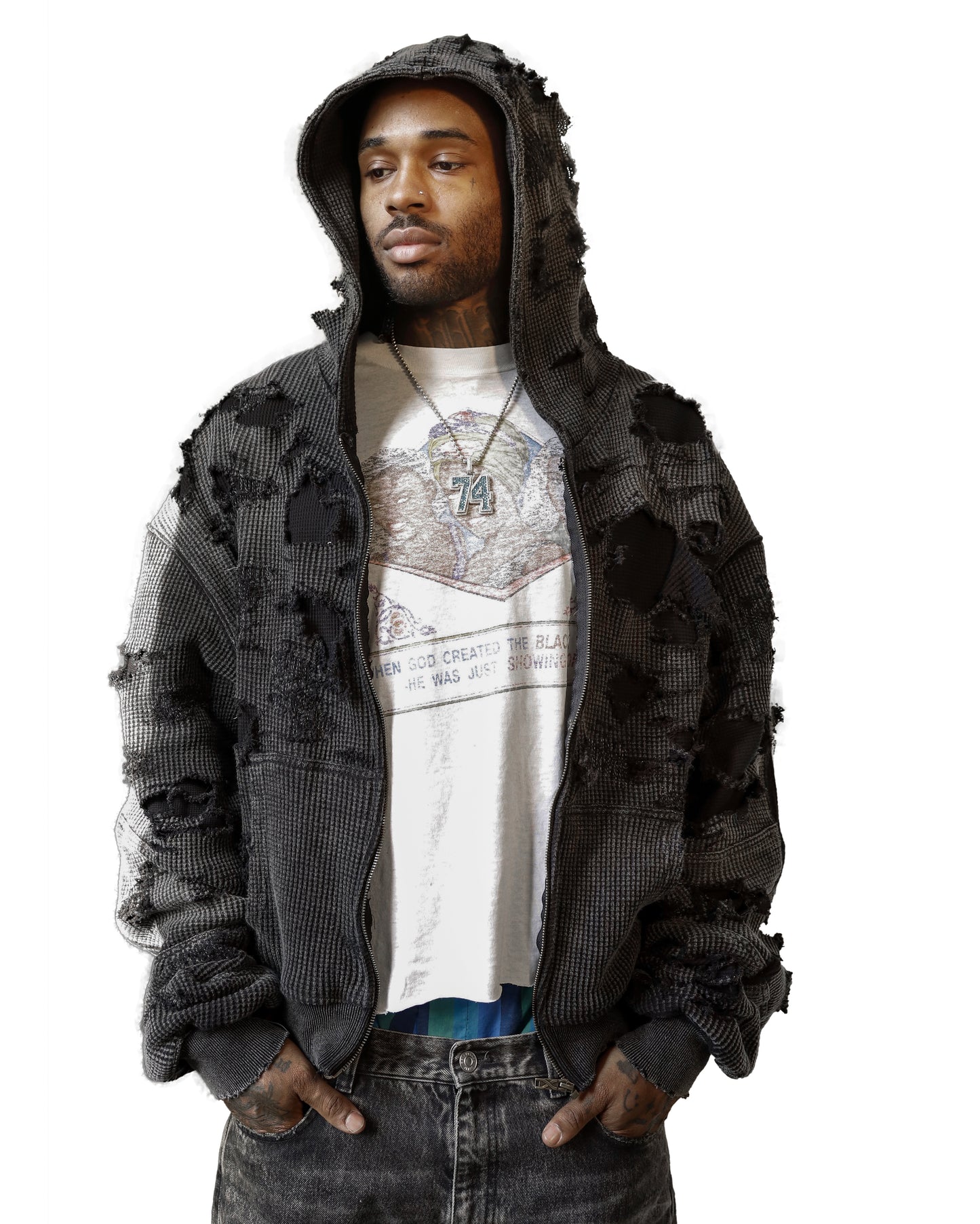 Thrashed Darted Zip-up