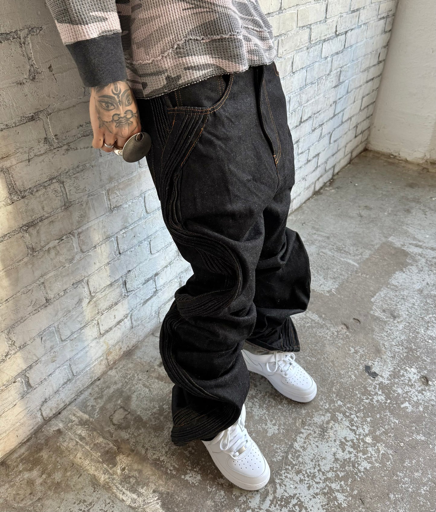 Raw waved denim