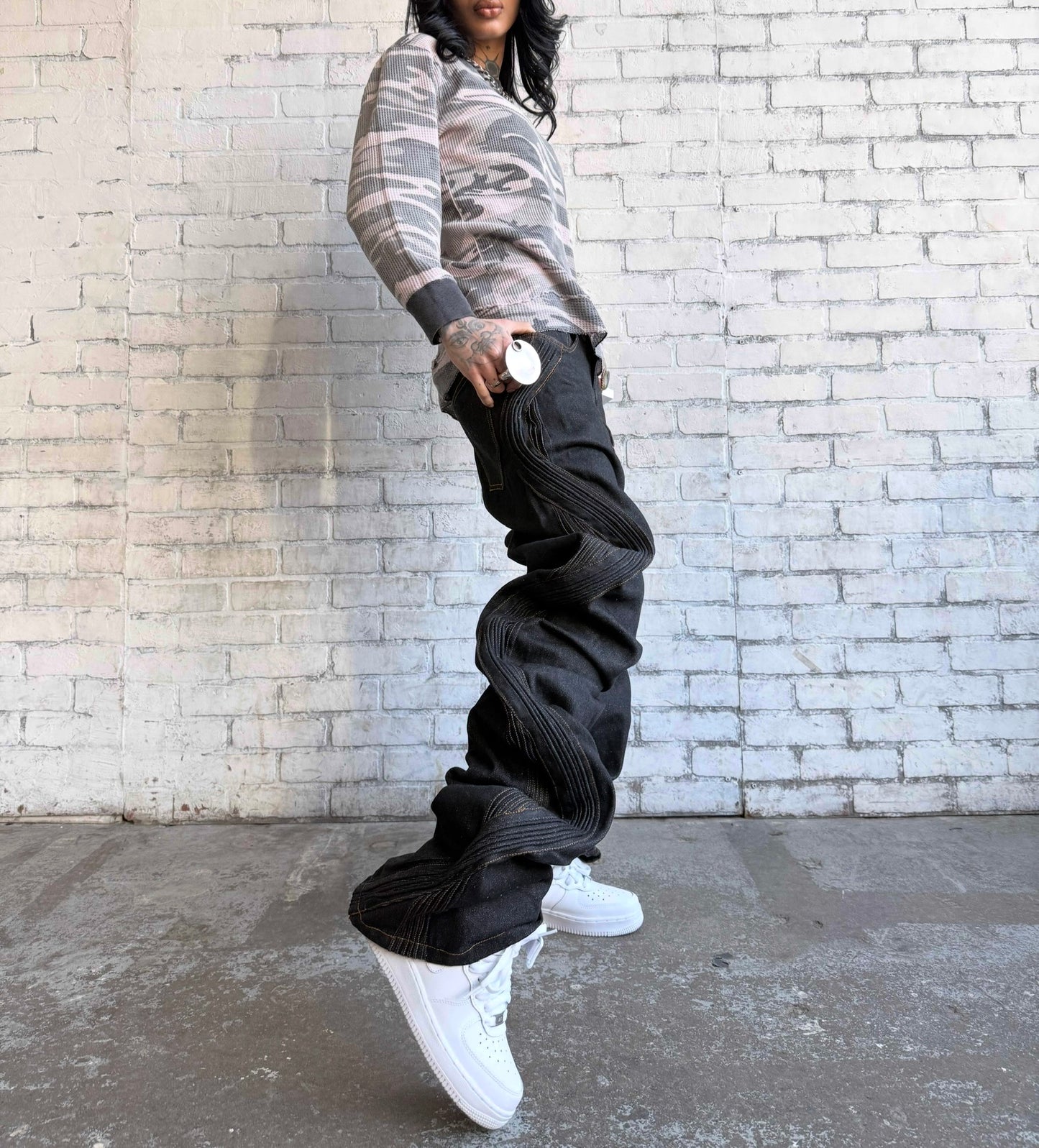 Raw waved denim