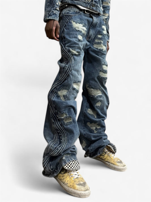 Distressed Waved Denim