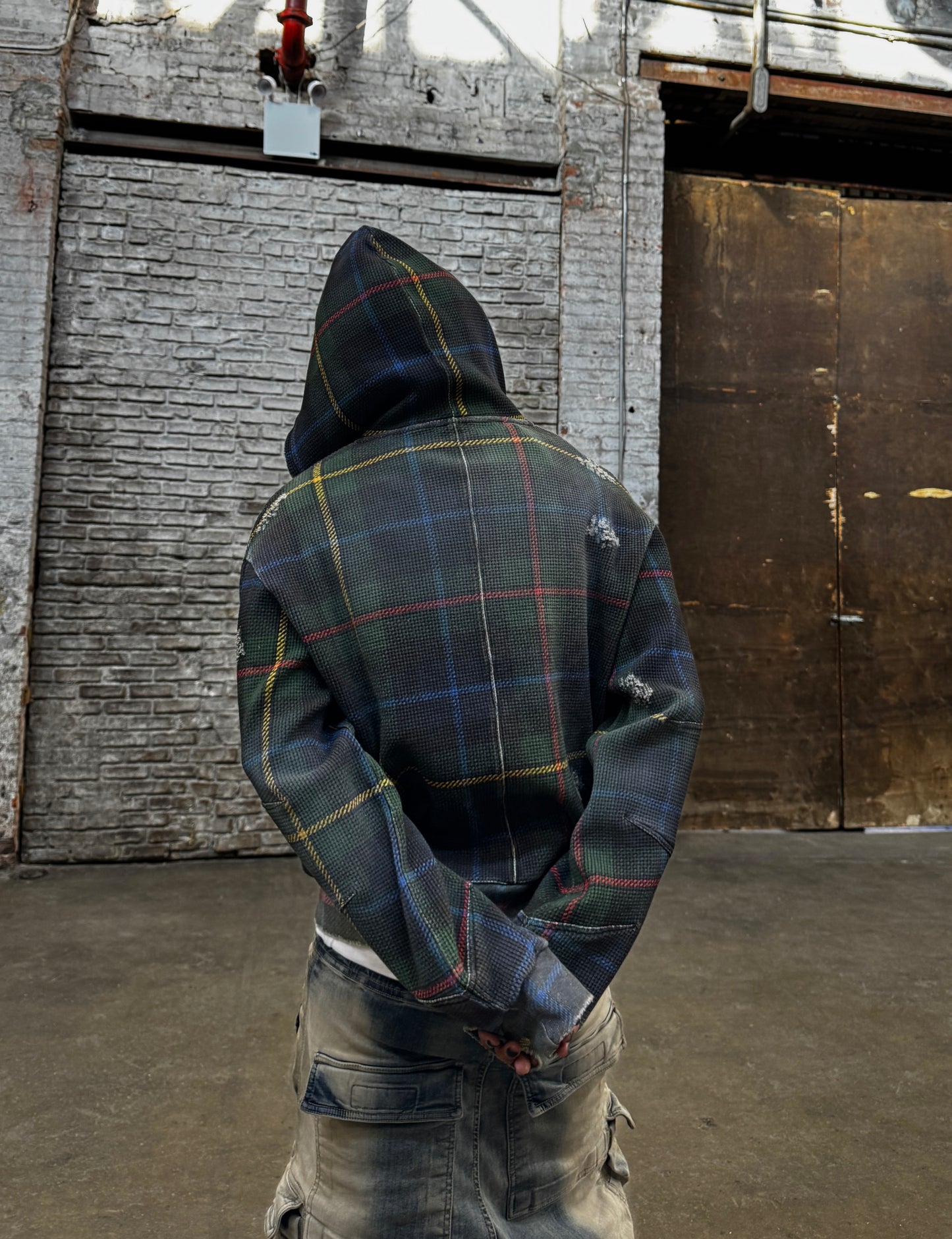 Tartan Plaid Hoodie Navy